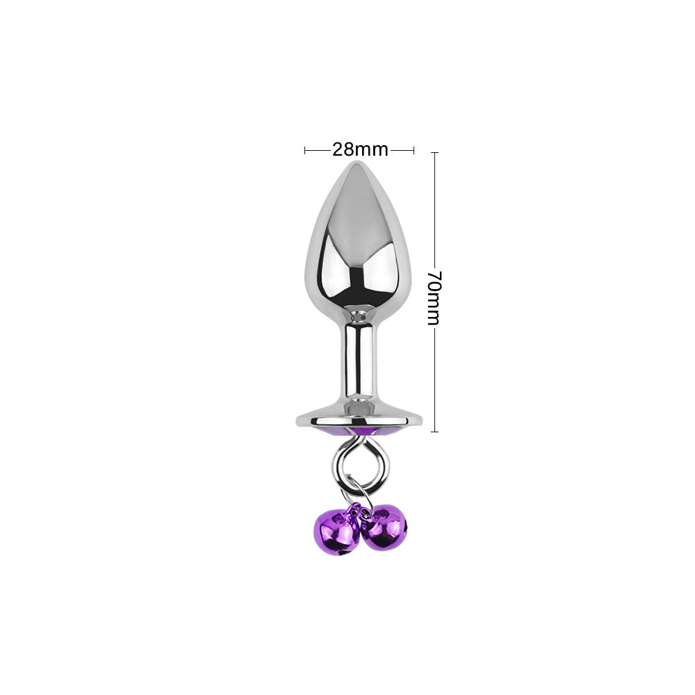 Plug anal violet avec bijoux, cloches et laisse