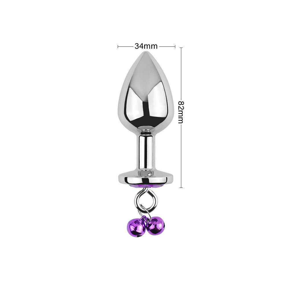 Plug anal violet avec bijoux, cloches et laisse