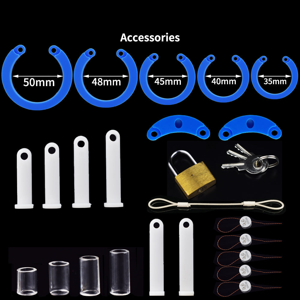 Cage de chasteté courte en silicone - Bleu