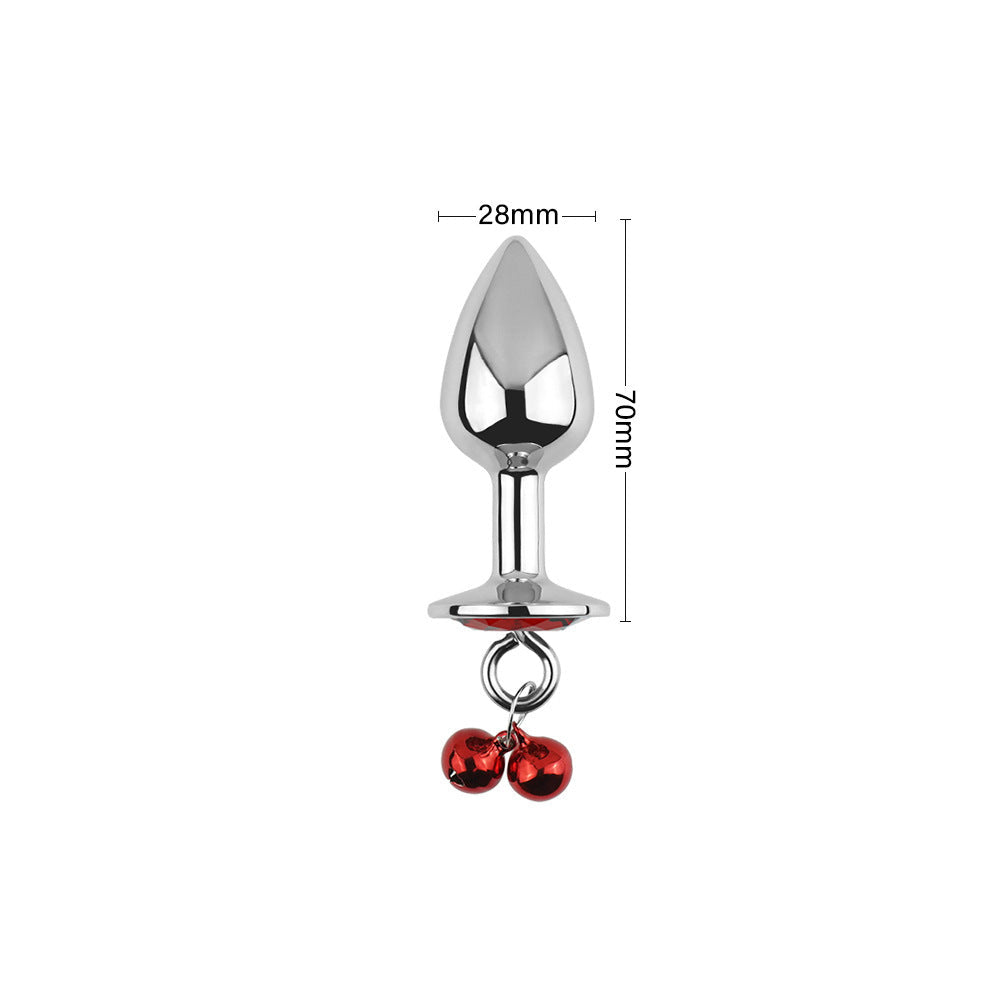 Plug anal rouge avec bijoux, cloches et laisse