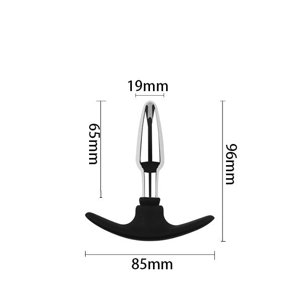 Plug anal long en métal - Base d'ancrage