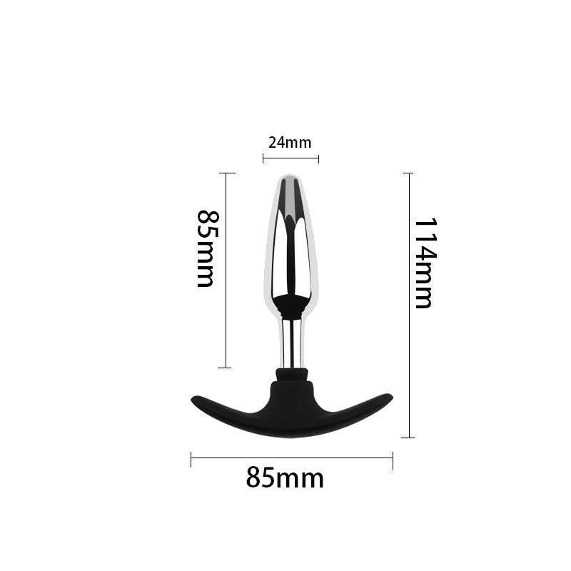 Plug anal long en métal - Base d'ancrage