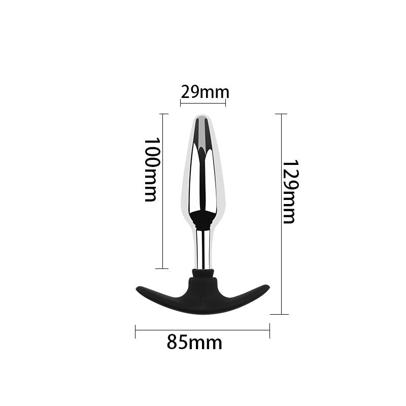 Plug anal long en métal - Base d'ancrage