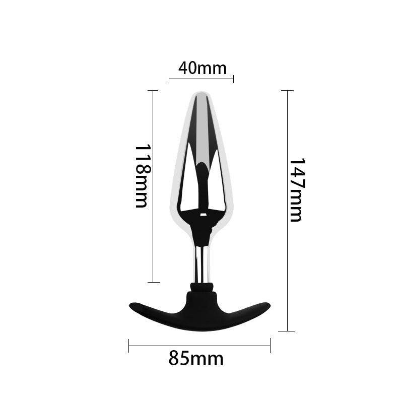 Plug anal long en métal - Base d'ancrage