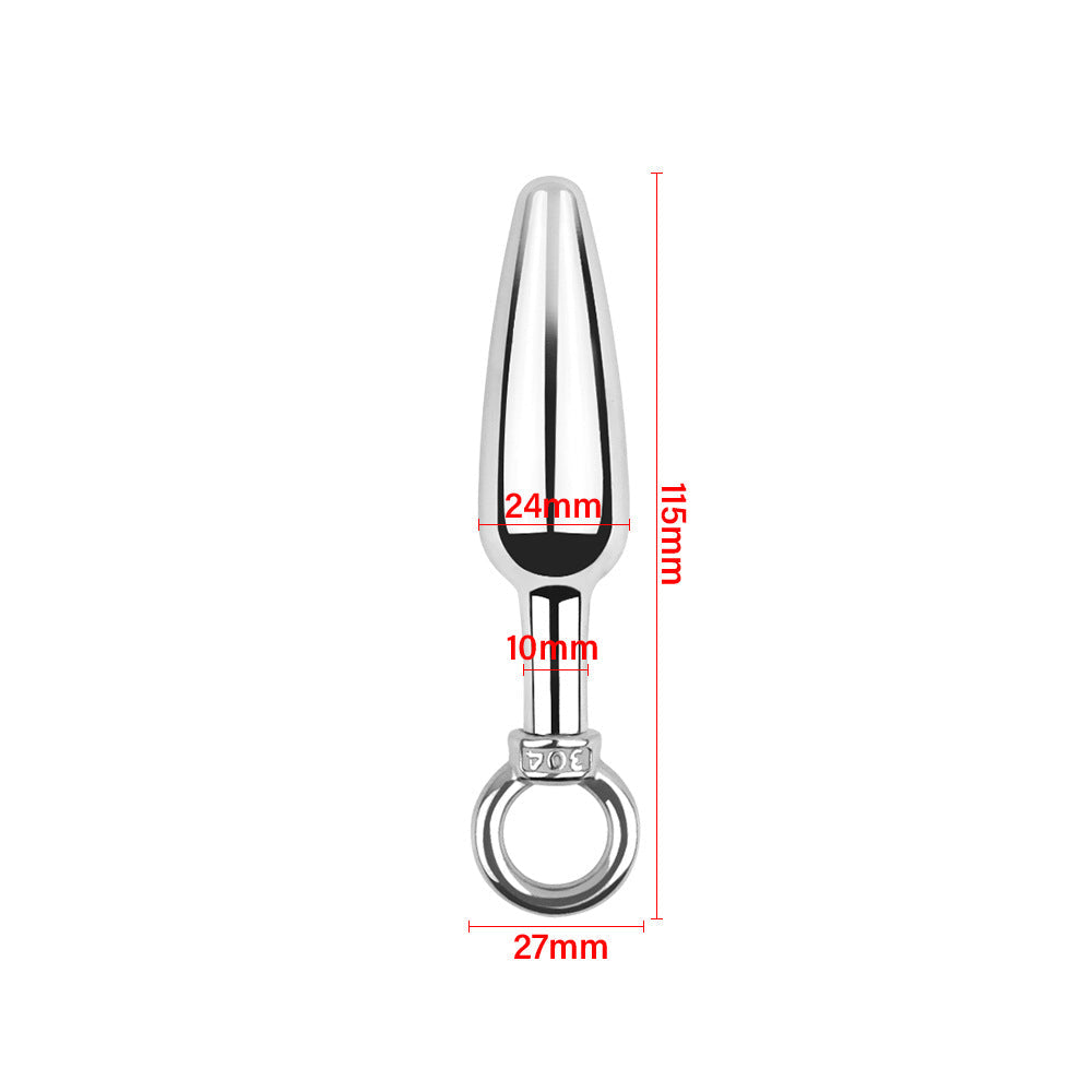 Plug anal long en métal - Base en anneau