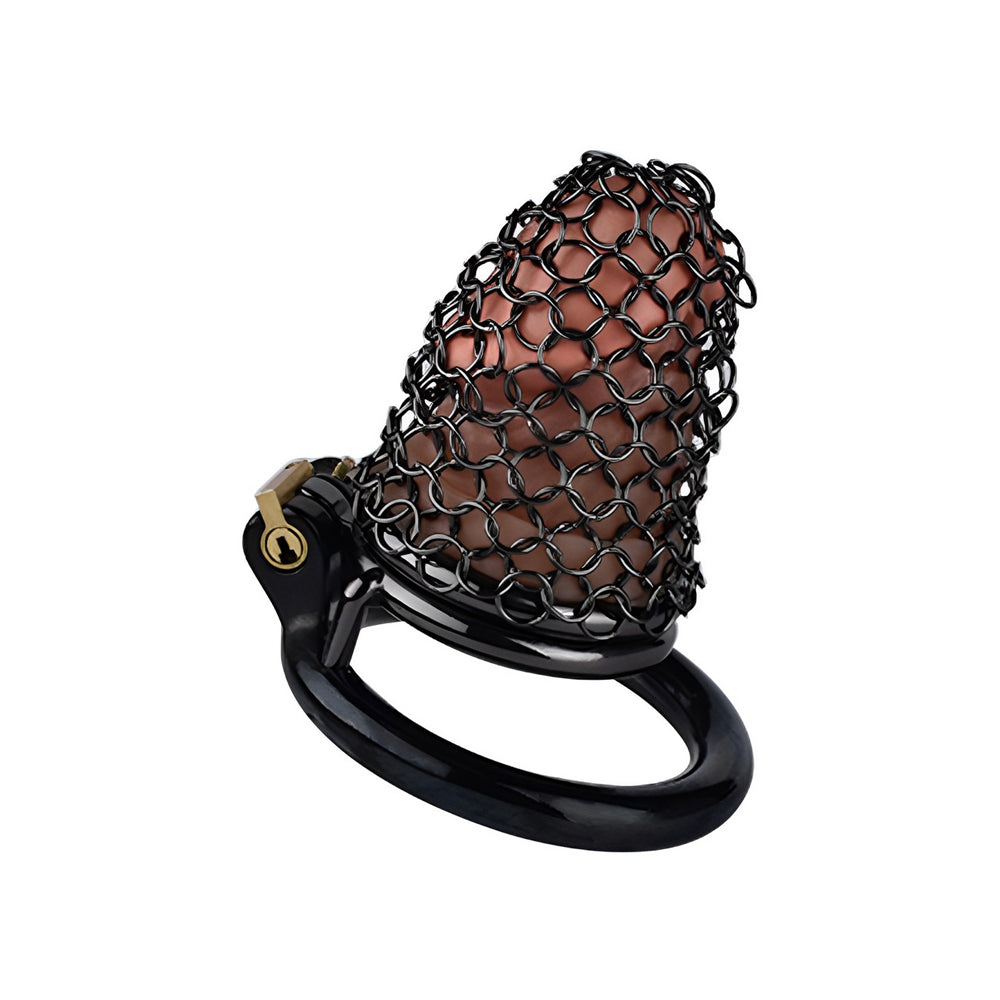 Jaula de castidad de metal - Red transpirable - S - Negro