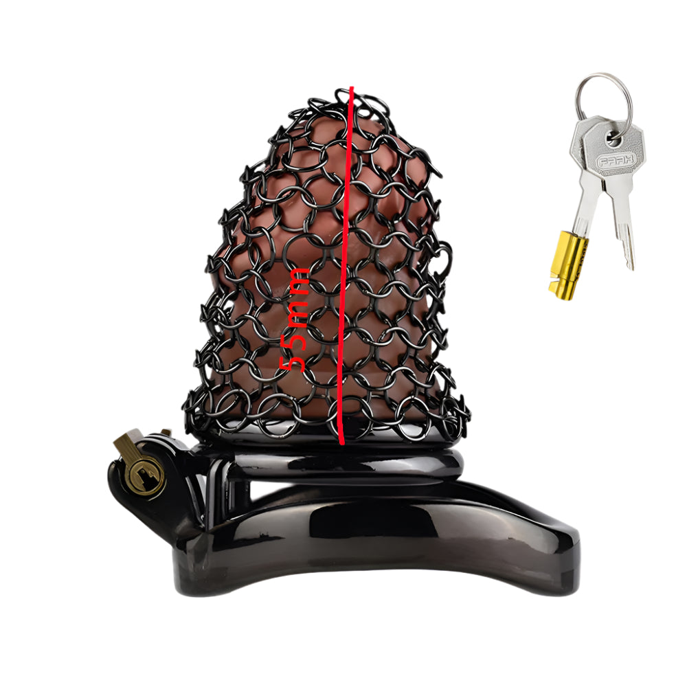 Jaula de castidad de metal - Red transpirable - S - Negro
