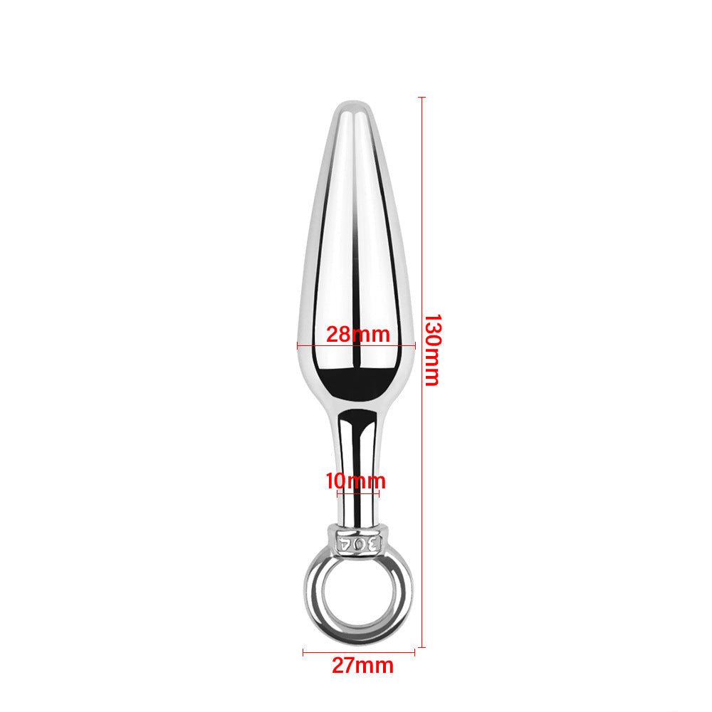 Plug anal long en métal - Base en anneau