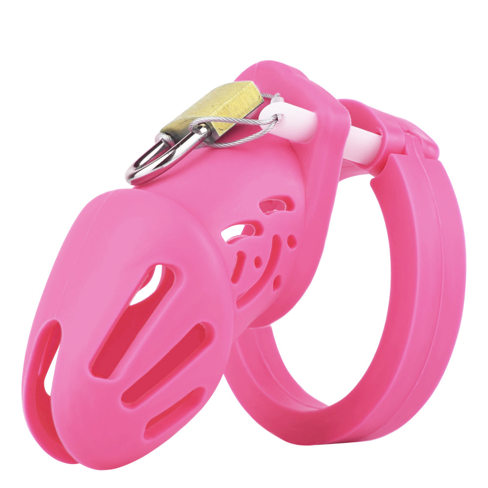 Cage de chasteté courte en silicone - Rose