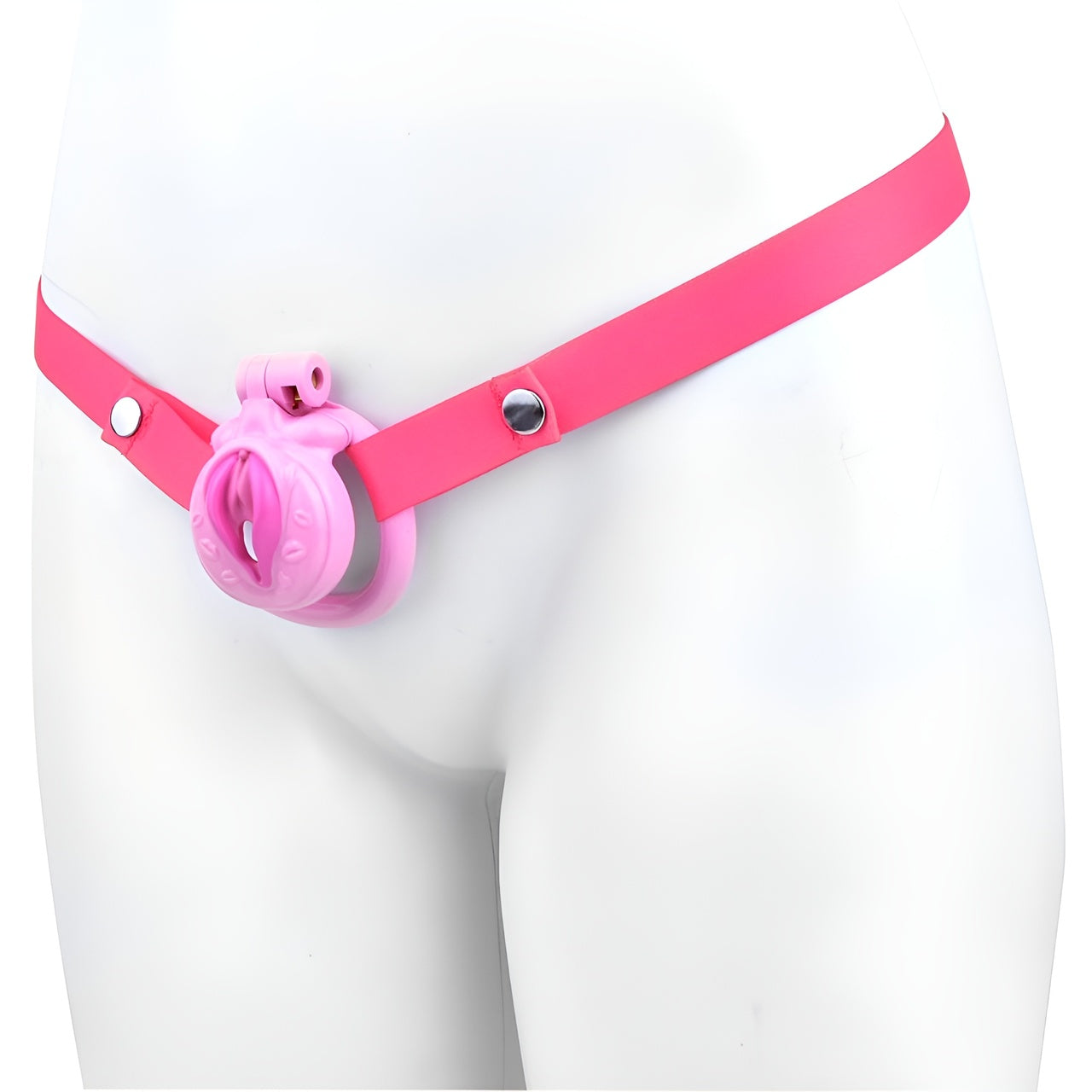 Cage de chasteté plate en forme de vagin - Rose