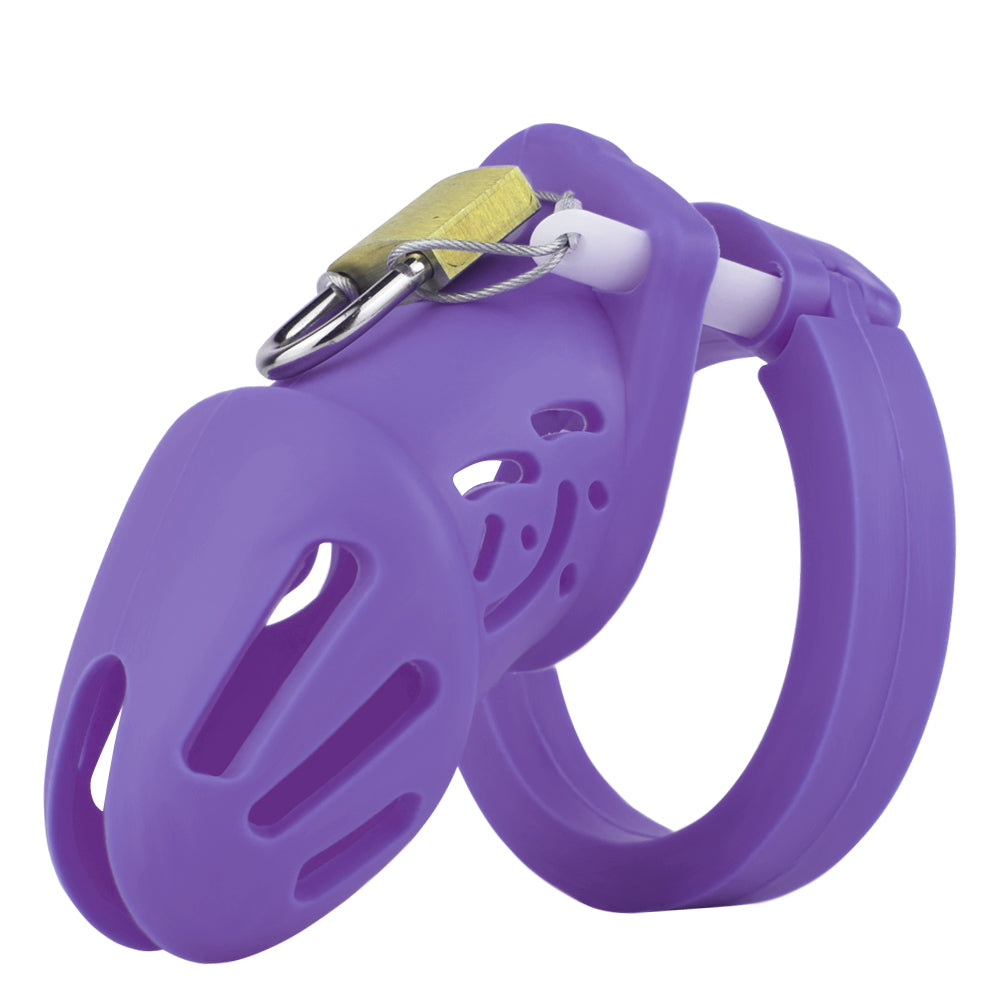 Cage de chasteté courte en silicone - Violet