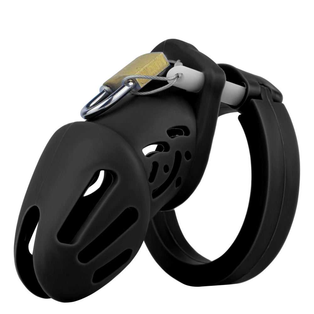 Cage de chasteté courte en silicone - Noir