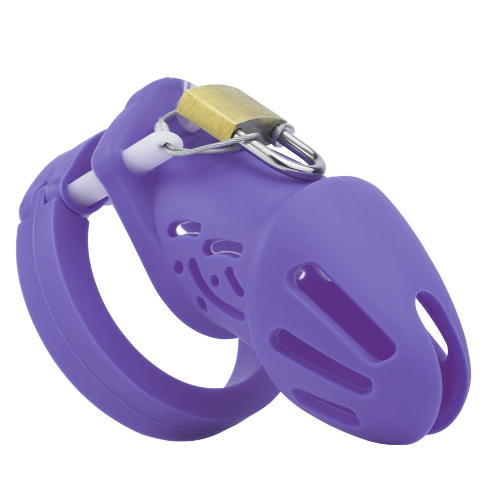 Cage de chasteté courte en silicone - Violet