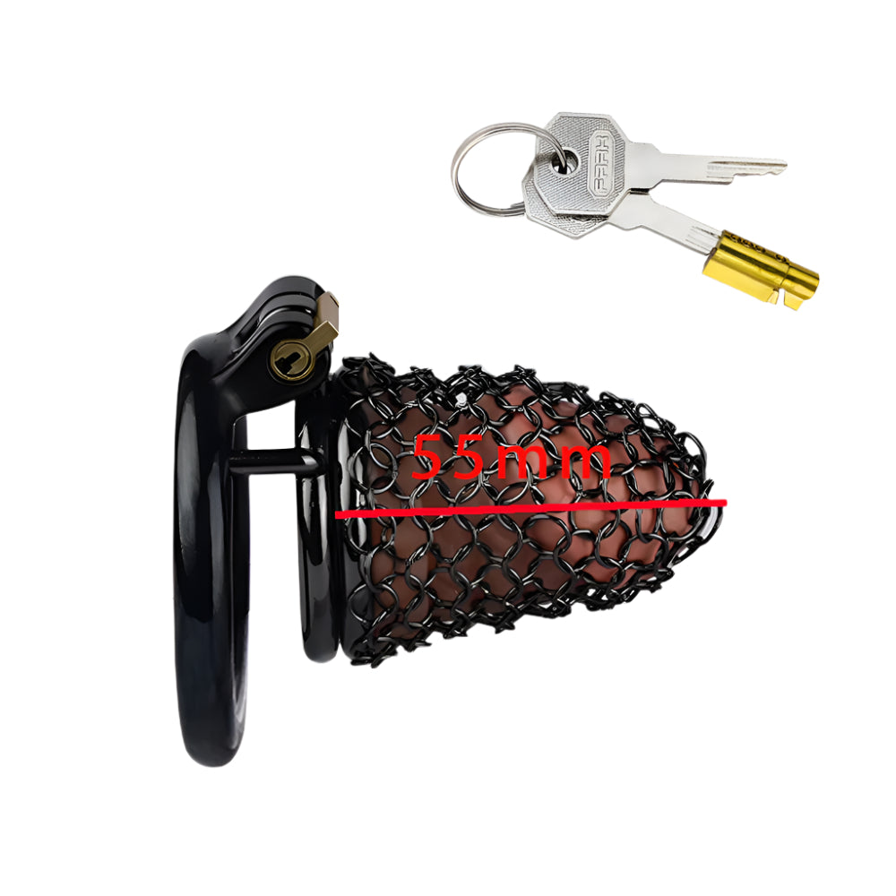 Jaula de castidad de metal - Red transpirable - S - Negro