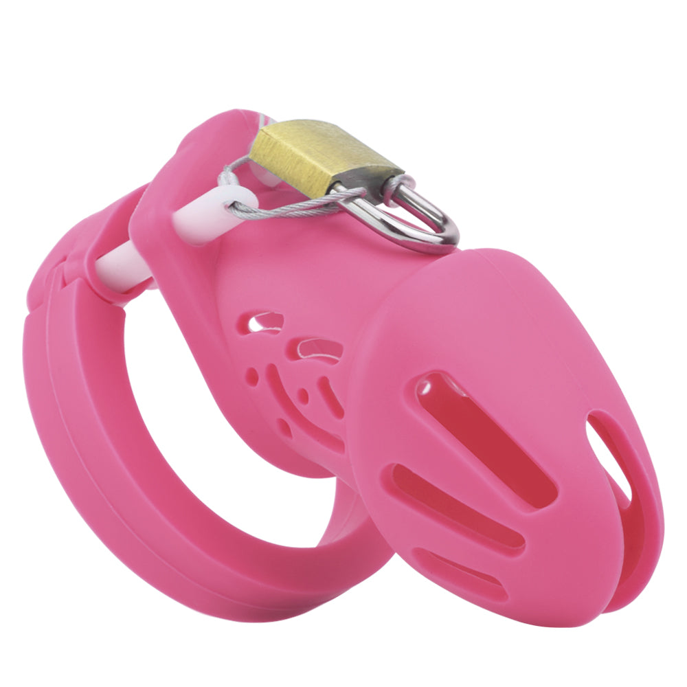 Cage de chasteté courte en silicone - Rose