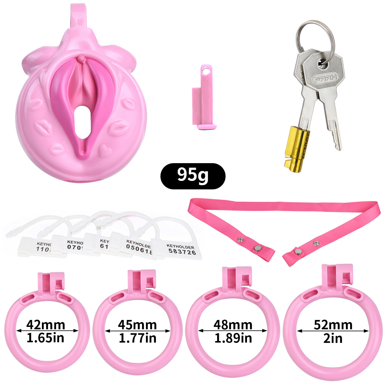 Cage de chasteté plate en forme de vagin - Rose