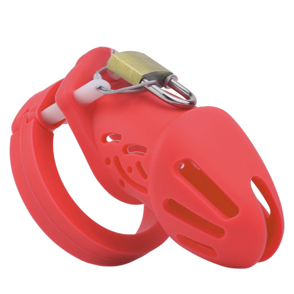 Cage de chasteté courte en silicone - Rouge