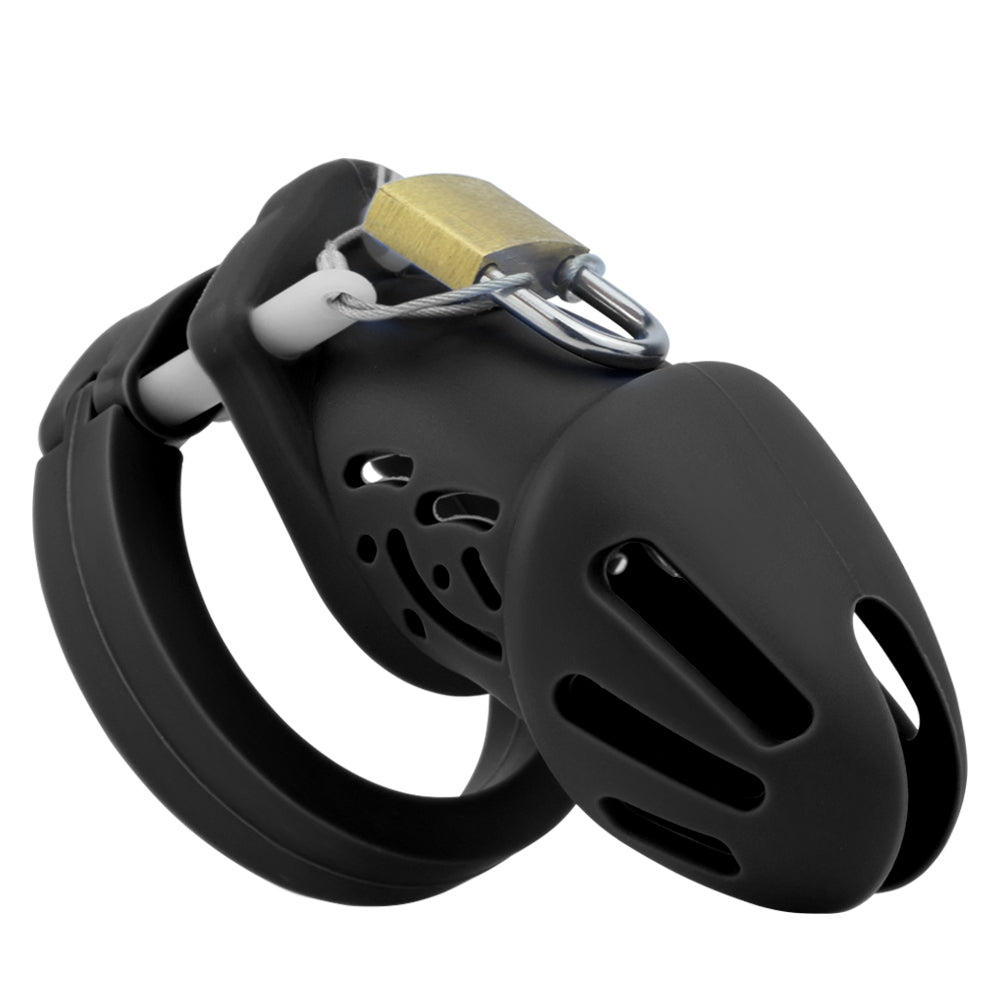 Cage de chasteté courte en silicone - Noir