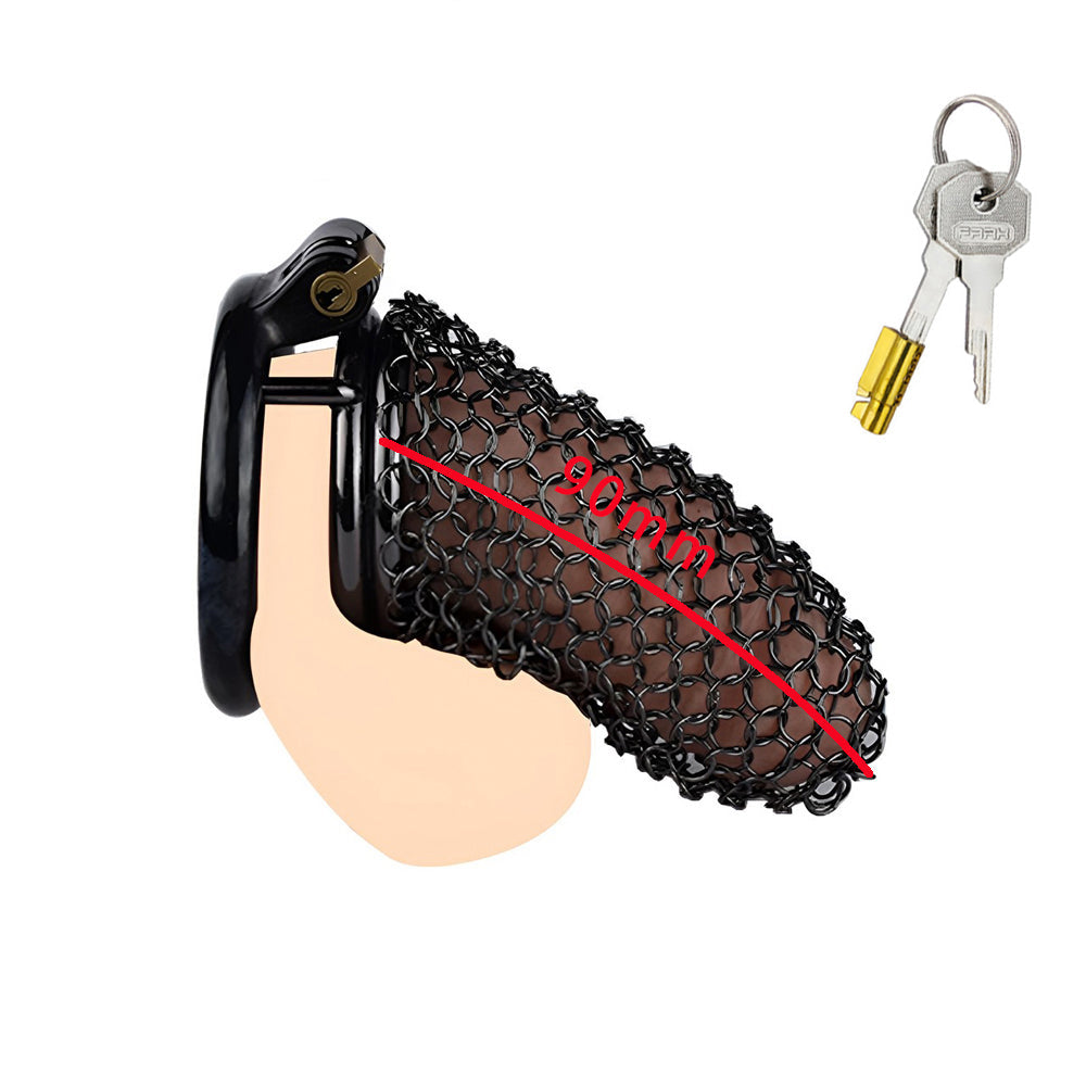 Jaula de castidad de metal - Red transpirable - L - Negro