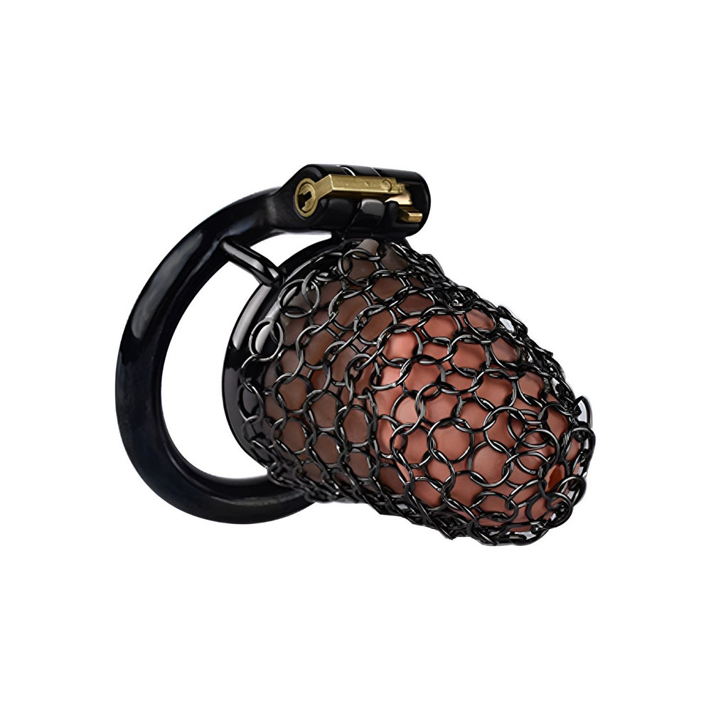 Jaula de castidad de metal - Red transpirable - S - Negro