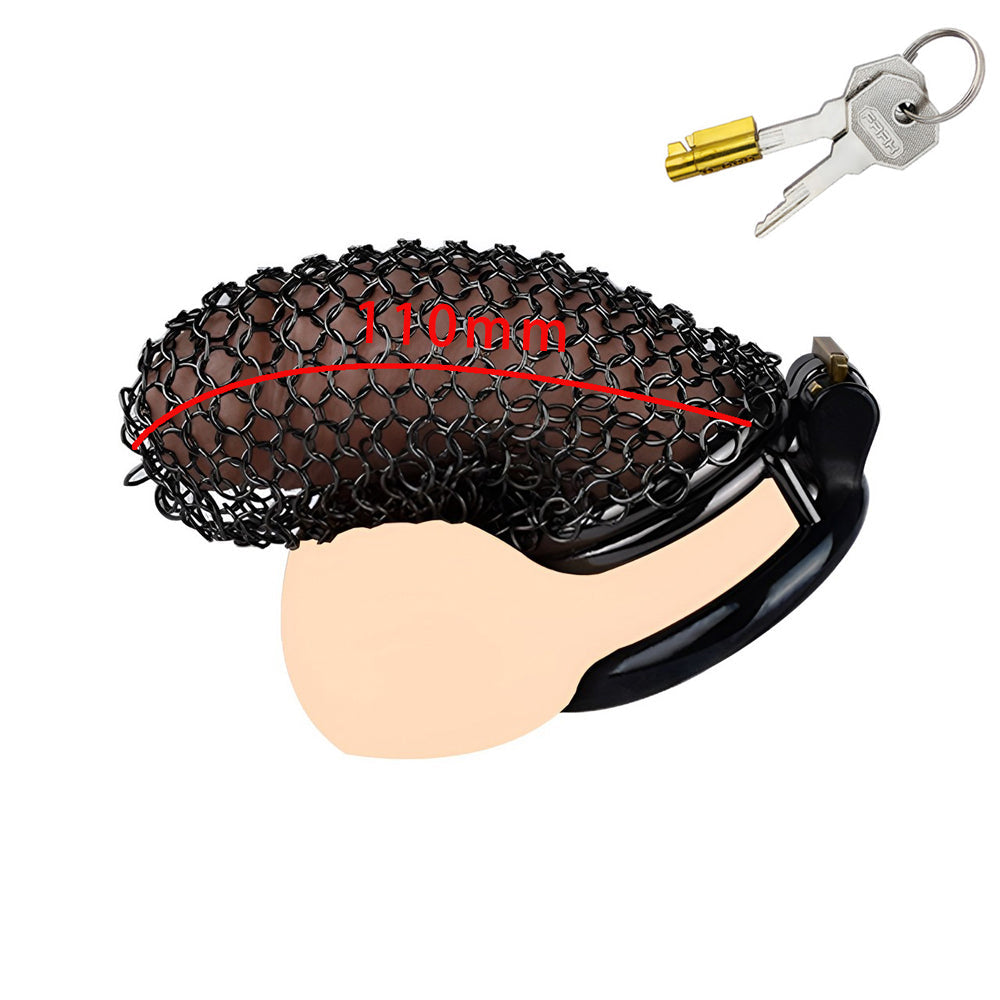 Jaula de castidad de metal - Red transpirable - XL - Negro