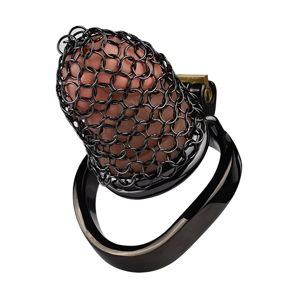 Jaula de castidad de metal - Red transpirable - S - Negro