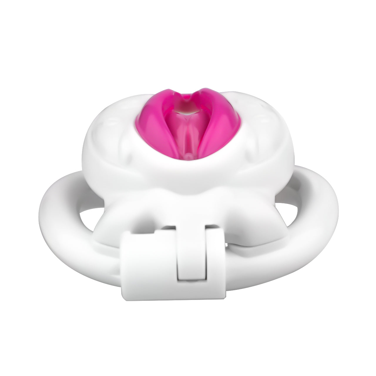 Cage de chasteté plate en forme de vagin - Blanc et rose