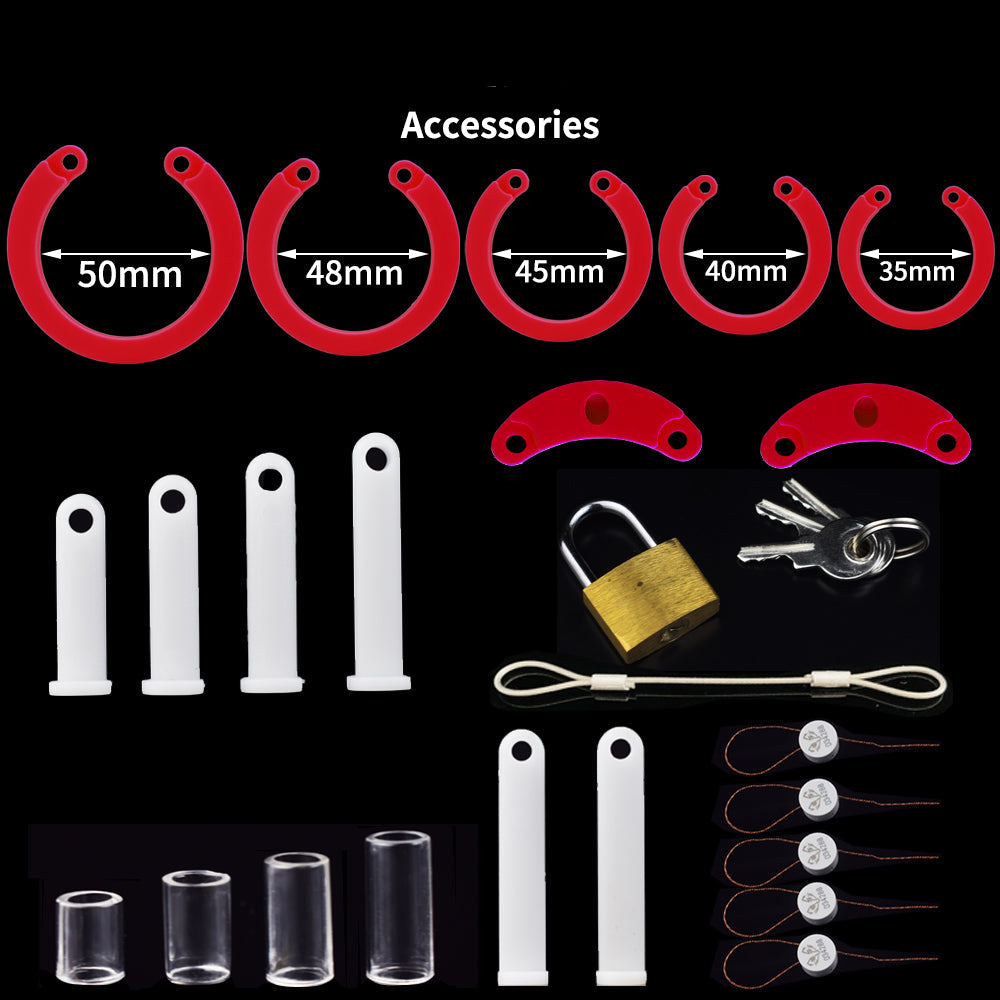 Cage de chasteté courte en silicone - Rouge