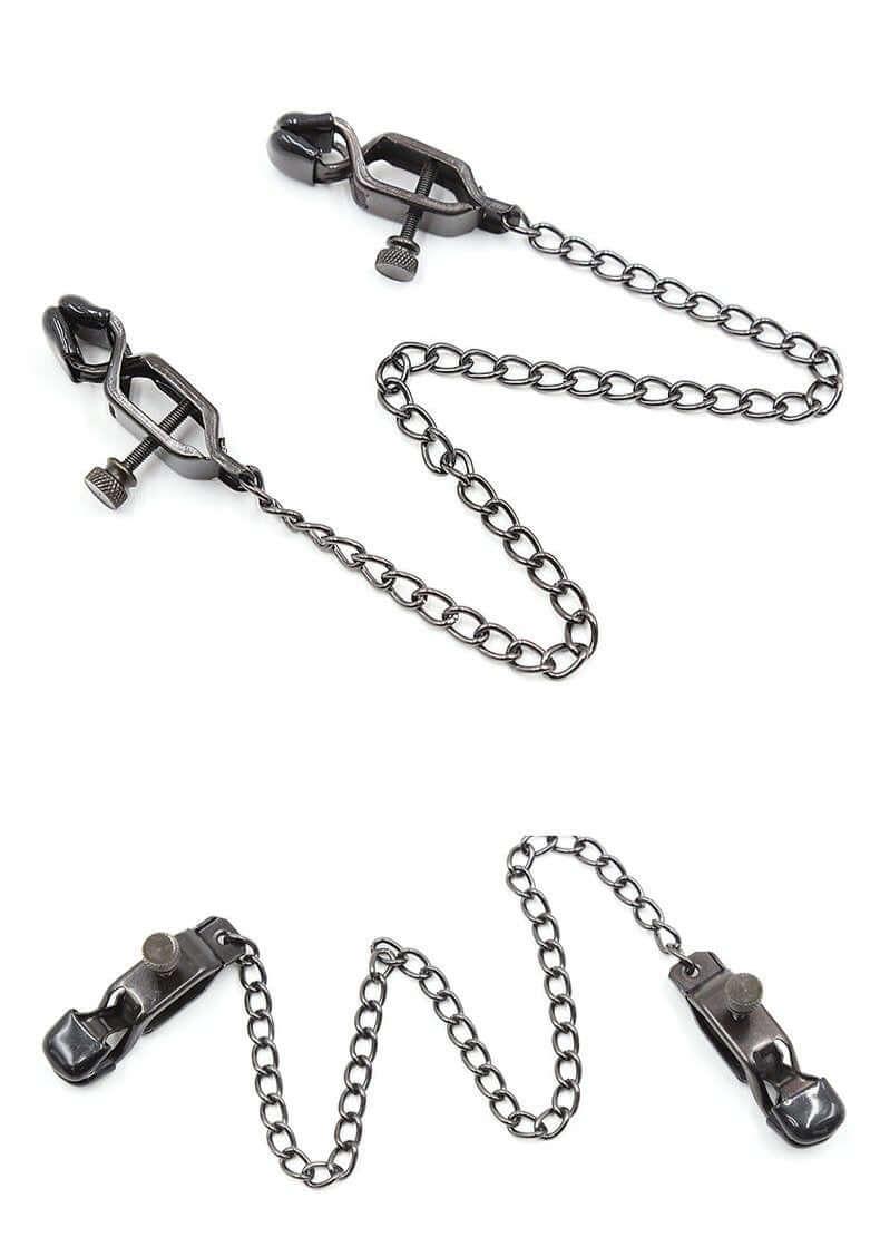 Adjustable Metal Nipple Clamps Non-Piercing Adjustable -Black - Locked Men Club