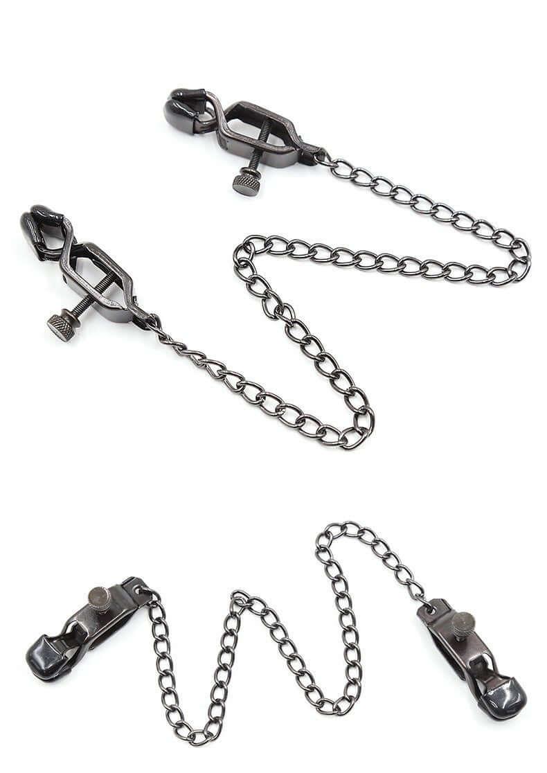 Adjustable Metal Nipple Clamps Non-Piercing Adjustable -Black - Locked Men Club