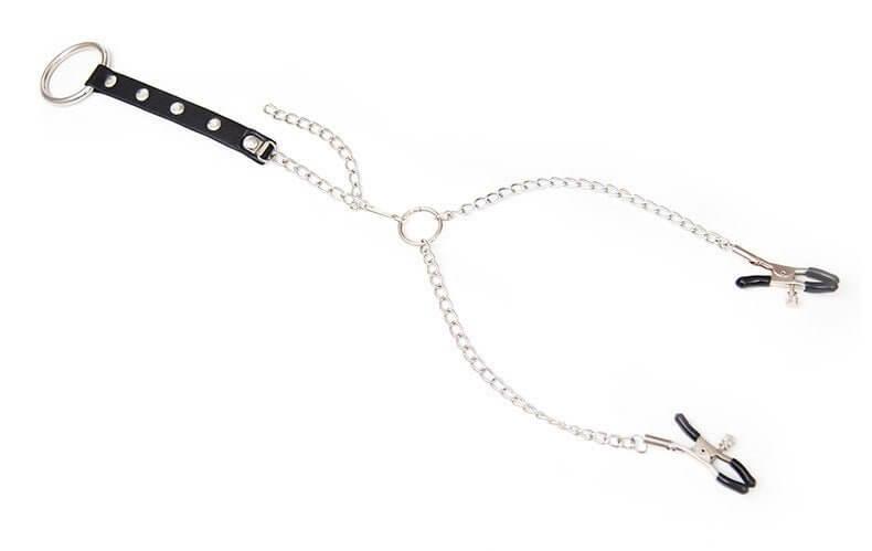Adjustable Metal Nipple Clamps with cock restraint - Locked Men Club