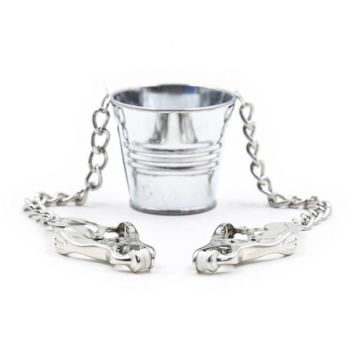 Adjustable Metal Nipple Clamps with bucket - Locked Men Club