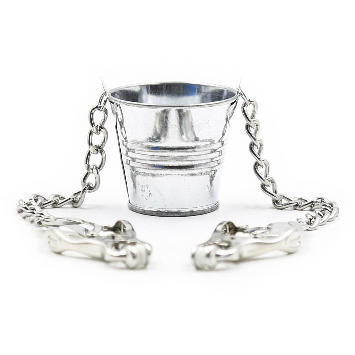 Adjustable Metal Nipple Clamps with bucket - Locked Men Club