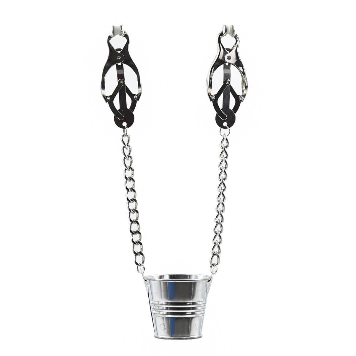 Adjustable Metal Nipple Clamps with bucket - Locked Men Club