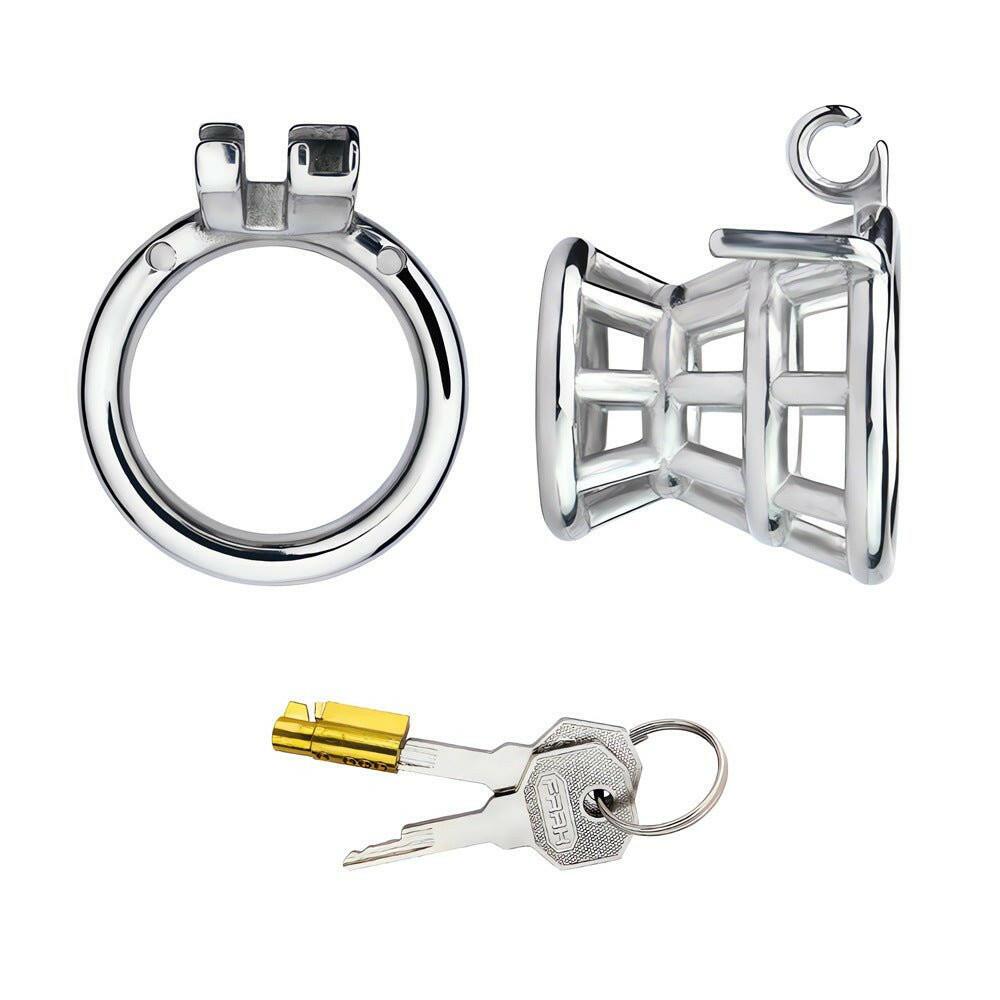 inverted Male metal chastity cages, BDSM gear, male chastity devices, penis cage, lockable chastity cage, gay BDSM, bondage and discipline, chastity play, metal cock cage, kinky sex toys, lock and key chastity, erotic bondage, submissive play, chastity be