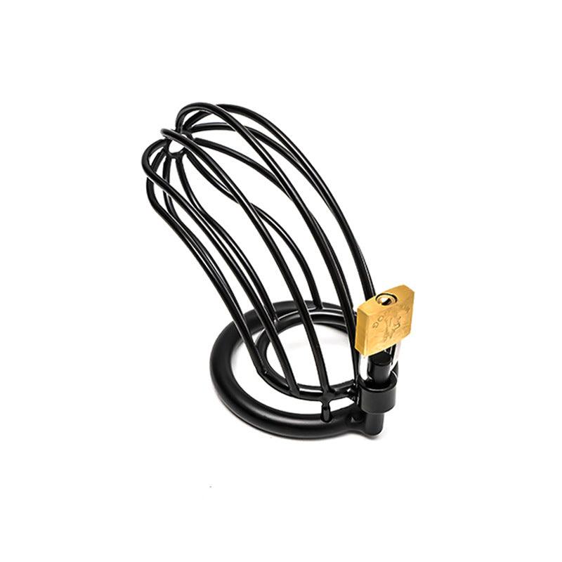 Metal Chastity Cage With Padlock-Black - Locked Men Club
