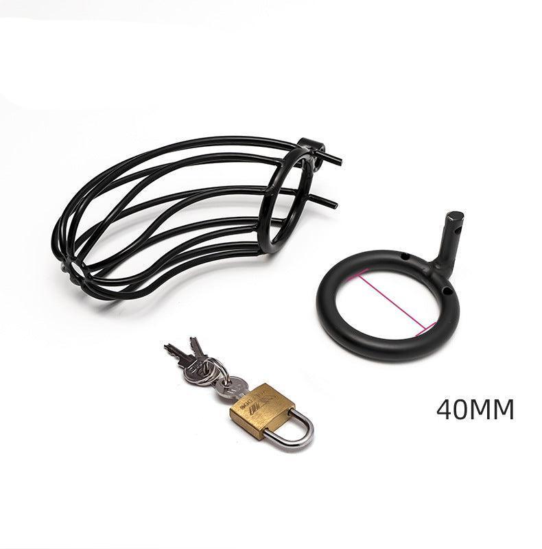 Metal Chastity Cage With Padlock-Black - Locked Men Club