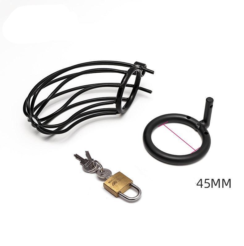 Metal Chastity Cage With Padlock-Black - Locked Men Club