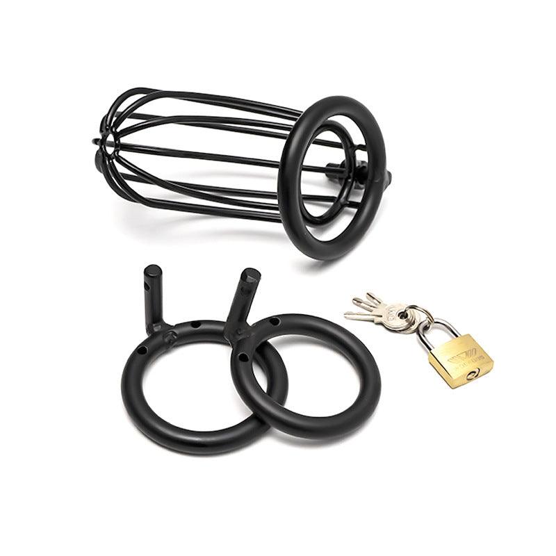Metal Chastity Cage With Padlock-Black - Locked Men Club
