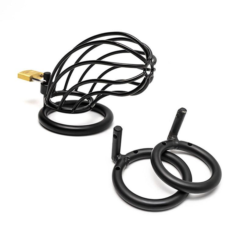 Metal Chastity Cage With Padlock-Black - Locked Men Club