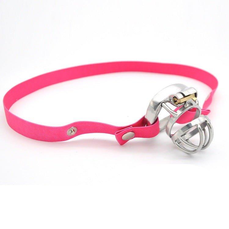 Elastic support waist strap in pink, designed for secure anchoring of chastity cage with stylish functionality.
