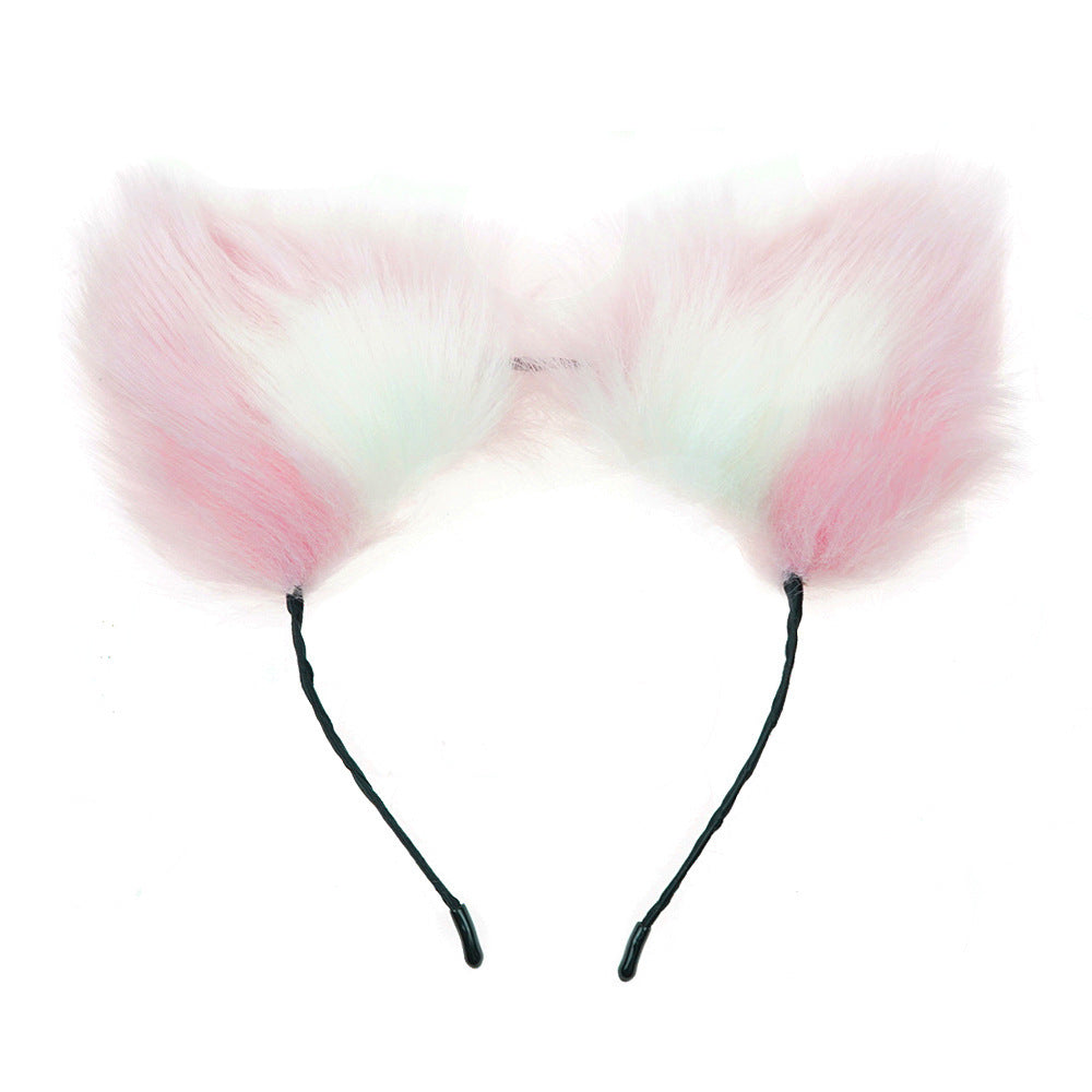 Pink Fox Tail Butt Plug With Ears Set