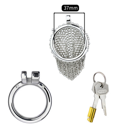 Metal Chastity Cage - Breathable Net - M