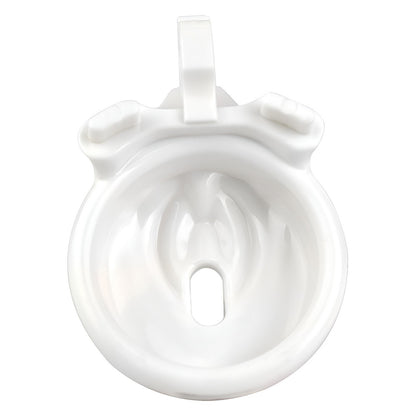 Vagina-Shaped Flat Chastity Cage - White