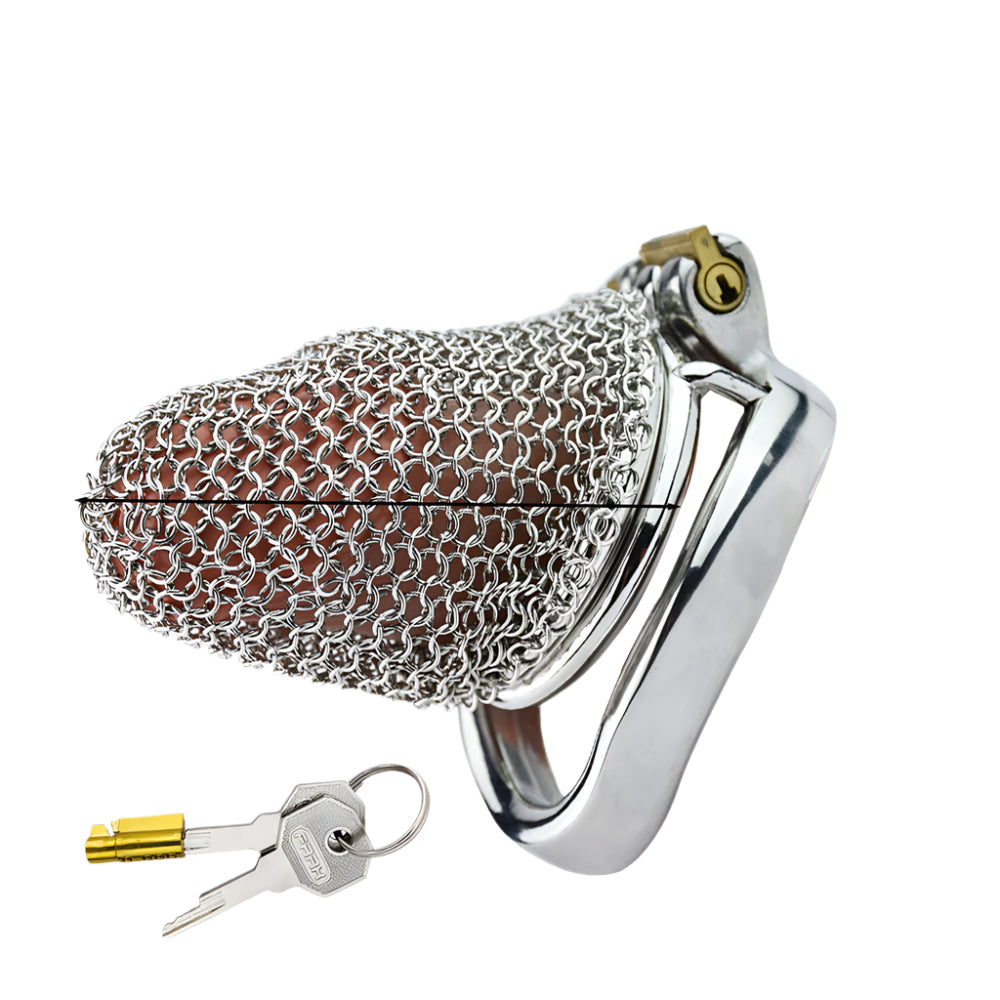 Metal Chastity Cage - Breathable Net - M