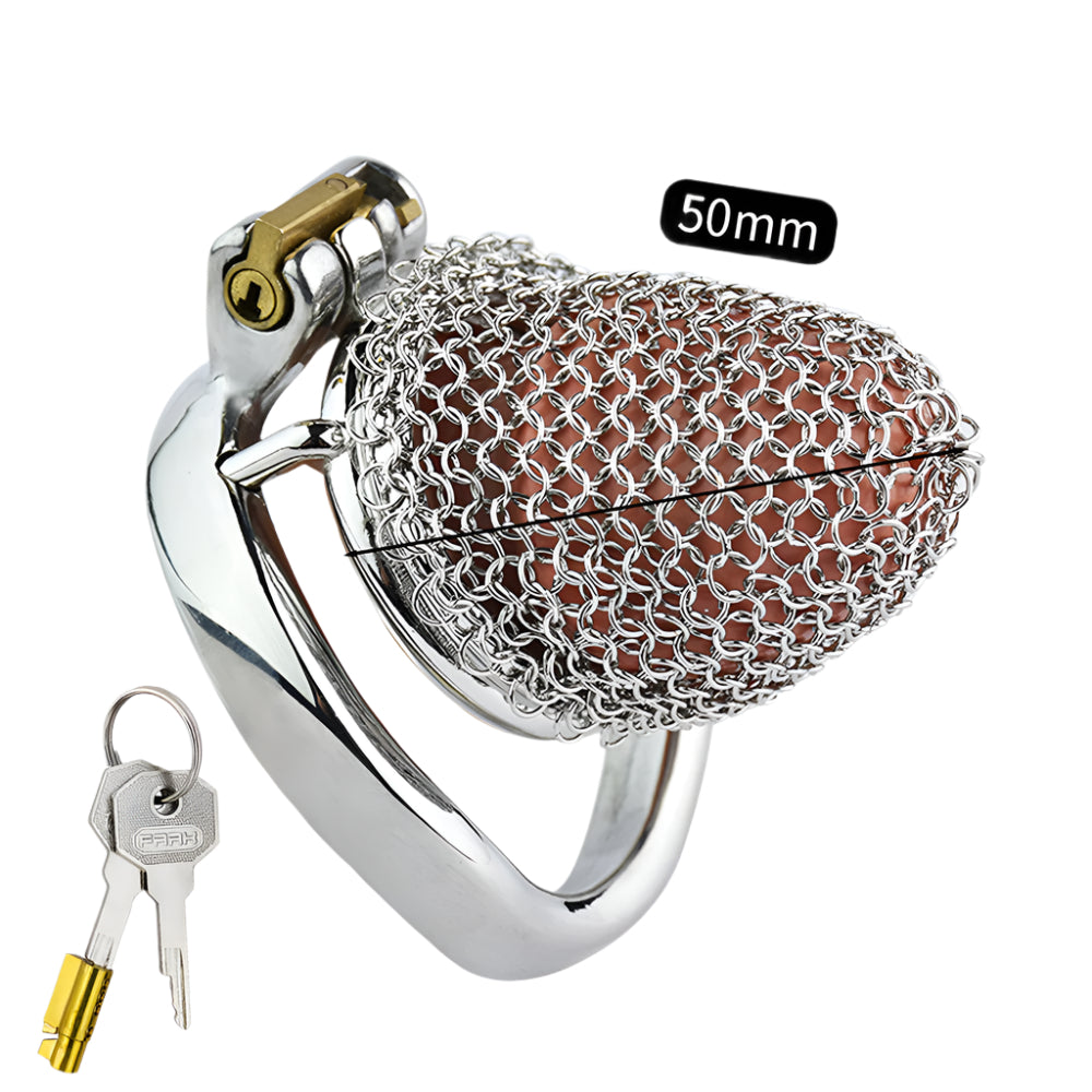 Metal Chastity Cage - Breathable Net - S