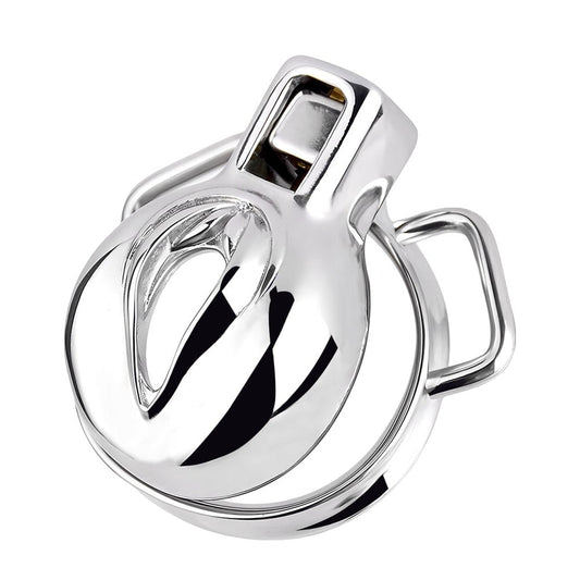 Sissy Metal Chastity Cage Flat Inverted With Belt Hold - Locked Men Club