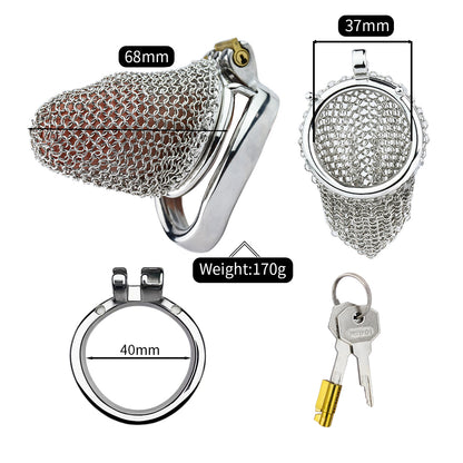 Metal Chastity Cage - Breathable Net - M