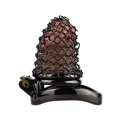 Metal Chastity Cage - Breathable Net - S - Black