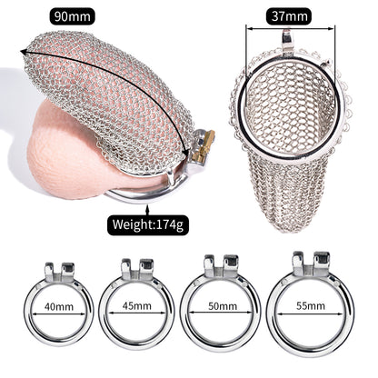 Metal Chastity Cage - Breathable Net - L